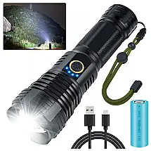 TVMXQ PRO p70.2s Lanterna 9000LM, Distancia 1000 M, com USB, à Prova DÁgua IPX8, Preta