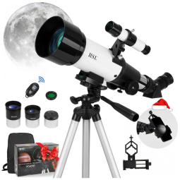 Telescópio Astronômico 100x com Adaptador de Celular e Bolsa para Transporte, HSL, Branco