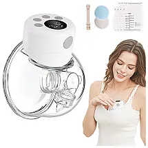 Bomba Tira Leite Unica Elétrica Recarregável com Painel Digital 21, Branca, PADRAM S12, Branco