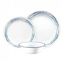 Aparelho de Jantar Corelle Ocean Blues 12 Peças Vidro Vitrelle Serviço para 4 Azul Oceano