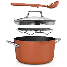 Panela Antiaderente 7L Pode ir Ao Forno Suporta até 260C Aço Inoxidável, NINJA CW202CP, Laranja