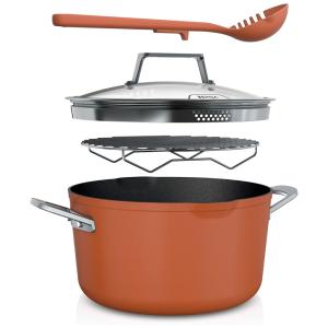 Panela Antiaderente 7L Pode ir Ao Forno Suporta até 260C Aço Inoxidável, NINJA CW202CP, Laranja