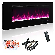 Lareira Elétrica Carsynflame 91 cm (36") de Embutir ou Parede 1500 W 13 Cores de Chama com Controle Remoto Uso Interno