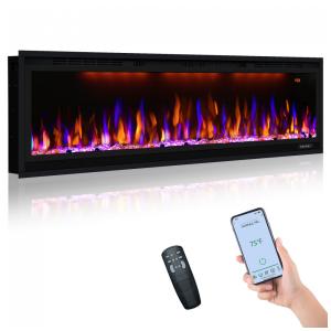 Lareira Elétrica de Embutir A43x132L com Controle Remoto, 110V 1500W, Dreamflame, Preta
