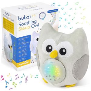 Máquina de Som Ruído para Bebês Recém Nascidos com Luzes, Passáro, BUBZI CO Owl, Branco