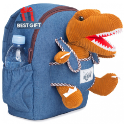 Mochila infantil média dinossauro Naturally KIDS verde com pelúcia removível 32 cm