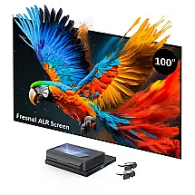 Projetor Laser TV 4K Ultra Short Throw NexiGo Aurora Pro Bundle com tela Fresnel 100", bandeja motorizada e óculos 3D, 220V