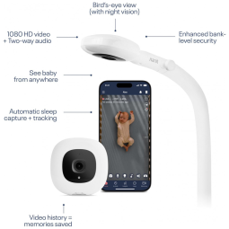 Babá Eletrônica Inteligente Nanit Essentials com Suporte de Parede, Câmera WiFi HD 1080p, Rastreamento de Sono, Áudio Bidirecional