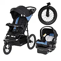 Sistema de Viagem Baby Trend Expedition Zero Flat Azul com Carrinho para Corrida e Cadeirinha