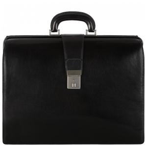 Bolsa Maleta de Couro Masculina para Laptop, TIME RESISTANCE, Preto