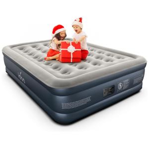 Colchão Inflável Casal Queen com Bomba Embutida, Para até 300KG, iDOO, Cinza