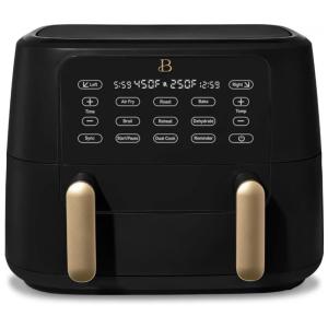 Air fryer Beautiful 9L dupla zona com divisor e bandejas crocantes Digital Touchscreen 1700W 110V preta