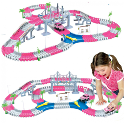 Pista de Corrida Dobrável com 168 Peças para Crianças Acima de 3 Anos, Liberty Imports CF1403, Rosa