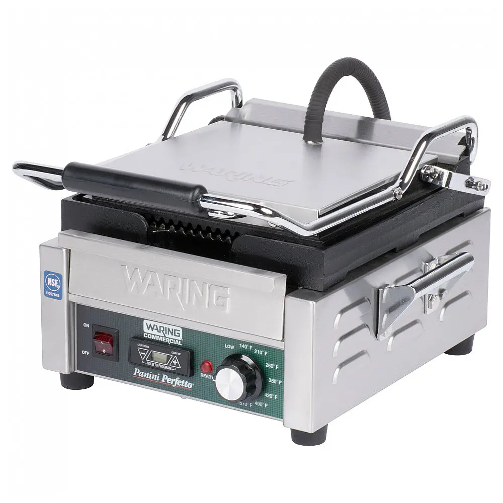 Waring WPG150TB Grelha Panini Perfetto Ranhurada Timer 208V 2400W 25x23 cm