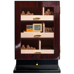 Umidor para Charutos com 150 Unidades, Gaveta p/ Acessórios, Bandejas e Divisórias de Cedro Espanhol, Higrômetro - Woodronic