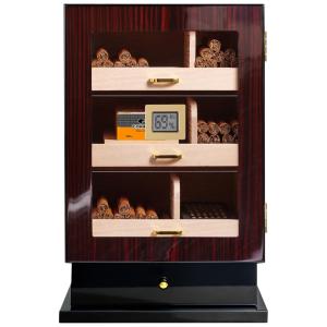 Umidor para Charutos com 150 Unidades, Gaveta p/ Acessórios, Bandejas e Divisórias de Cedro Espanhol, Higrômetro - Woodronic