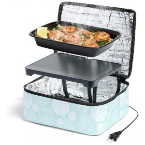 Marmita Elétrica Portátil 1,5L com Funções de Cozinhar ou Reaquecer, 110V, HOTLOGIC, Azul Floral