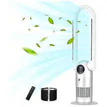 Ventilador de torre sem lâmina Ocean Loong Purificador de ar HEPA, ventilador de resfriamento silencioso com temporizador de 9 velocidades