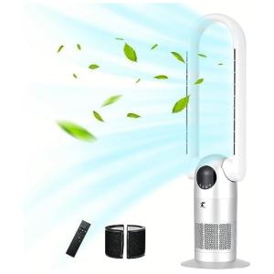 Ventilador de torre sem lâmina Ocean Loong Purificador de ar HEPA, ventilador de resfriamento silencioso com temporizador de 9 velocidades