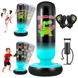 EIVONDA Saco de Pancadas Inflável Dinosaurio para Crianças 165 cm com Luvas e Bomba - Brinquedo 2 em 1 para Meninos e Meninas