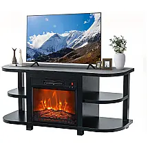 Rack TV Vaczon 122cm Lareira Elétrica 46cm 1400W Chamas 3D 4 Prateleiras 110V