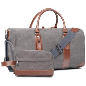 Oflamn Bolsa de Viagem de Lona com Necessaire Azul