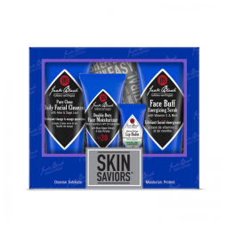 Kit Skincare Limpeza Completa com Hidratante FPS 20, Esfoliante Energizante e Bálsamo Labial Intenso, Jack Black Skin Saviors.