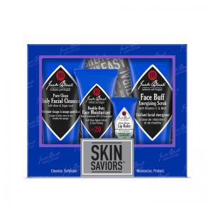 Kit Skincare Limpeza Completa com Hidratante FPS 20, Esfoliante Energizante e Bálsamo Labial Intenso, Jack Black Skin Saviors.