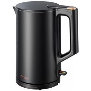 Chaleira Elétrica 1.5L em Aço Inoxidável com Desligamento Automático e Proteção Contra Fervura, 1500W, 110v, OFFACY KD 2028, Preto