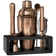 Kit Bn Profissional 6 Peças em Aço Inoxidável com Suporte de Bambu e Livro de Receitas, Cor, HIGHBALL CHASER, Prateado