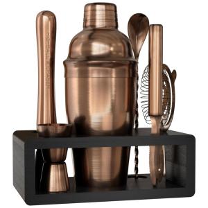 Kit Bn Profissional 6 Peças em Aço Inoxidável com Suporte de Bambu e Livro de Receitas, Cor, HIGHBALL CHASER, Prateado