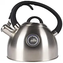 Chaleira de Chá MOLLANY 2.6 Litros em Aço Inoxidável com Apito e Alça Ergonómica, Prata