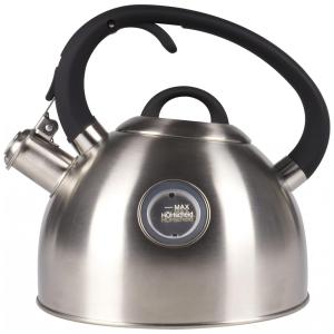 Chaleira de Chá MOLLANY 2.6 Litros em Aço Inoxidável com Apito e Alça Ergonómica, Prata