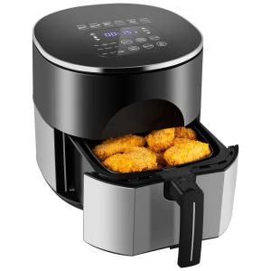 Air Fryer Small with 9 Presets, Stainless Steel Air Fryers Oven Oilless Cooker, Preheat and Reheat, Nonstick Detachable Fry Basket