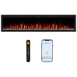 Lareira Elétrica de Embutir A42x188L cm com Controle Remoto por APP, Wi-Fi, Slim Recessed e 13 Cores de Chama, 110V 1500W, Benrocks BI74Z