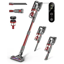 Aspirador de Pó Multifuncional sem Fio com Acessórios e Painel LED, 110V, Fykee, Vermelho