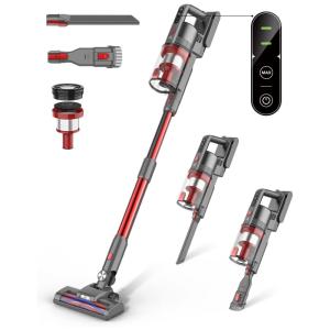 Aspirador de Pó Multifuncional sem Fio com Acessórios e Painel LED, 110V, Fykee, Vermelho