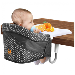 Cadeira de Alimentação Portátil com Encaixe em Mesa e Bandeja, MTWML, Preto