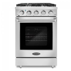 Fogão 4 bocas 60cm Cosmo inox forno a gás 106L convecção grades de ferro fundido 110V