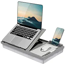 Ergo Pro Lap Desk com 20 ângulos ajustáveis, mouse pad e suporte para telefone,cinza, LAPGEAR 49405, Cinza