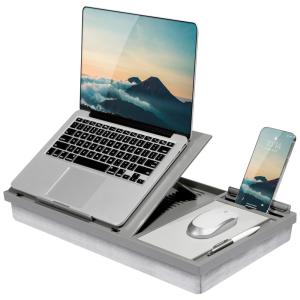 Ergo Pro Lap Desk com 20 ângulos ajustáveis, mouse pad e suporte para telefone,cinza, LAPGEAR 49405, Cinza