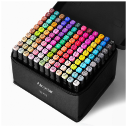 Conjunto de Canetas Artisticas 120 Cores de Ponta Dupla com Estojo para Adulto, ATOPSTAR