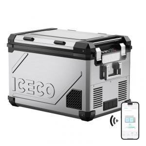 Geladeira Portátil 55L com Compressor SECOP, DC 12 24V, AC 110 240V, ICECO APL55, Prata