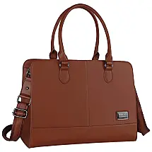 Bolsa Feminina de Couro Sintético para Laptop, MOSISO, Marrom