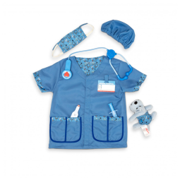 Kit Fantasia Veterinária Infantil com 9 Peças para Crianças de 3 Anos a 6 Anos, Melissa & Doug, Azul