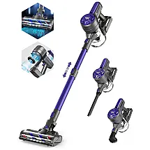 Aspirador de Pó sem Fio com 5 Estágios, Bateria 2200mAh até 30 Min de Ação, ZokerVacuum, Roxo