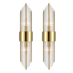 Conjunto de Luminária de Parede em Cristal de Vidro Transparente com 2 Peças, Transmissão de Luz Suave e Uniforme, 110V SHAWNKEY, Dourado