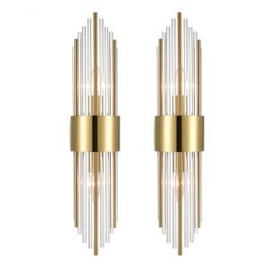 Conjunto de Luminária de Parede em Cristal de Vidro Transparente com 2 Peças, Transmissão de Luz Suave e Uniforme, 110V SHAWNKEY, Dourado