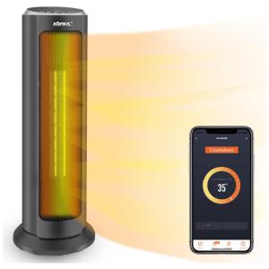 Aquecedor Elétrico Portátil de Cerâmica com Controle por APP, 1500W 110V, KOREX, Preto