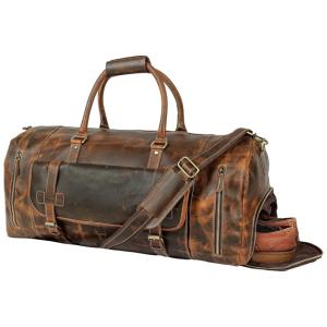 Tuzech Bolsa de Viagem Masculina Clássica de Couro , Marrom